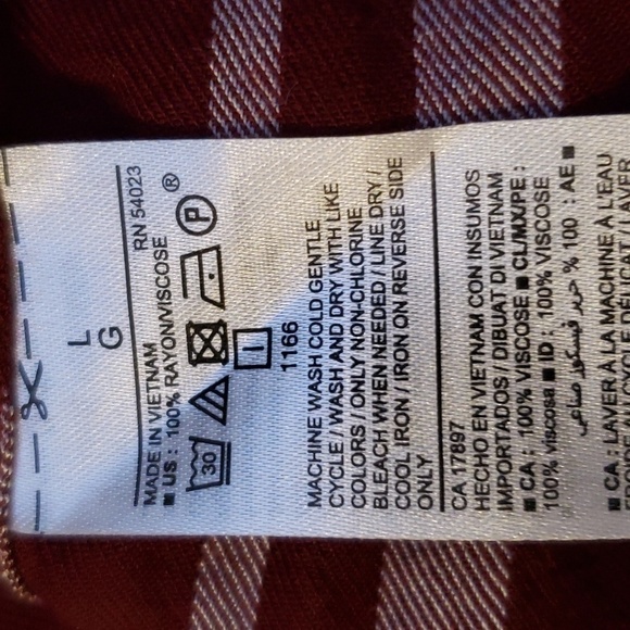 OLD NAVY large burgundy red and white plaid button down shirt midi dress - Picture 6 of 6